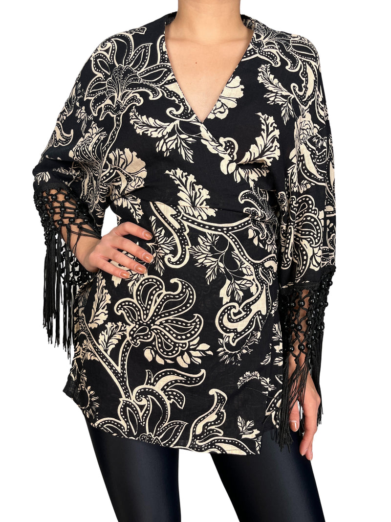 Vestido Kimono Zara Negro Kimono Negro Terciopelo – Hibuy Market