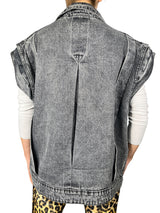 Chaqueta sin Mangas Hojas Bordadas