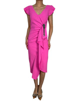 Vestido Gaff Abito Poly Crepe Fucsia