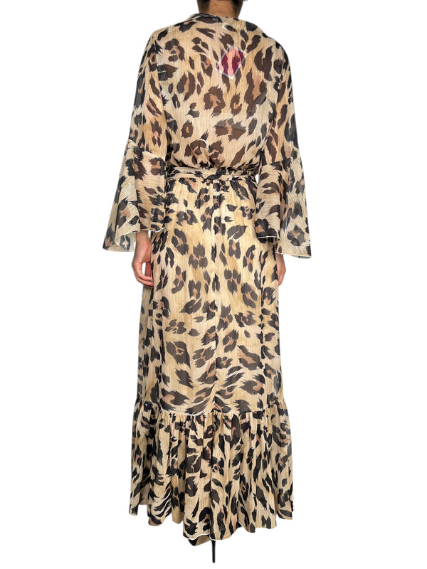 Vestido Fibras Metalizado Animal Print
