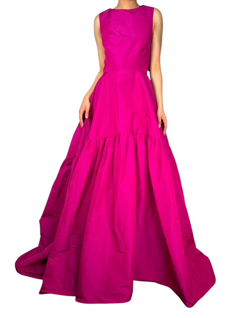 Vestido Taffeta Magenta Bow Tie