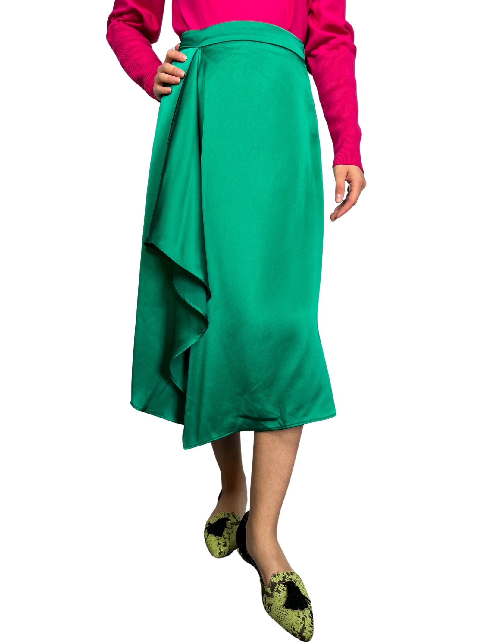 Falda Verde Zara Falda Plisada Zara Verde Falda Verde Plizada 3/4