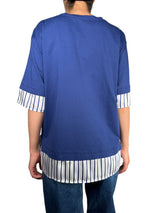 Polera Azul Dos Telas