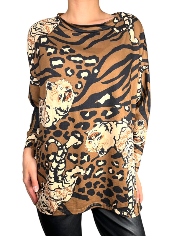 Polera Animal Print Oversize