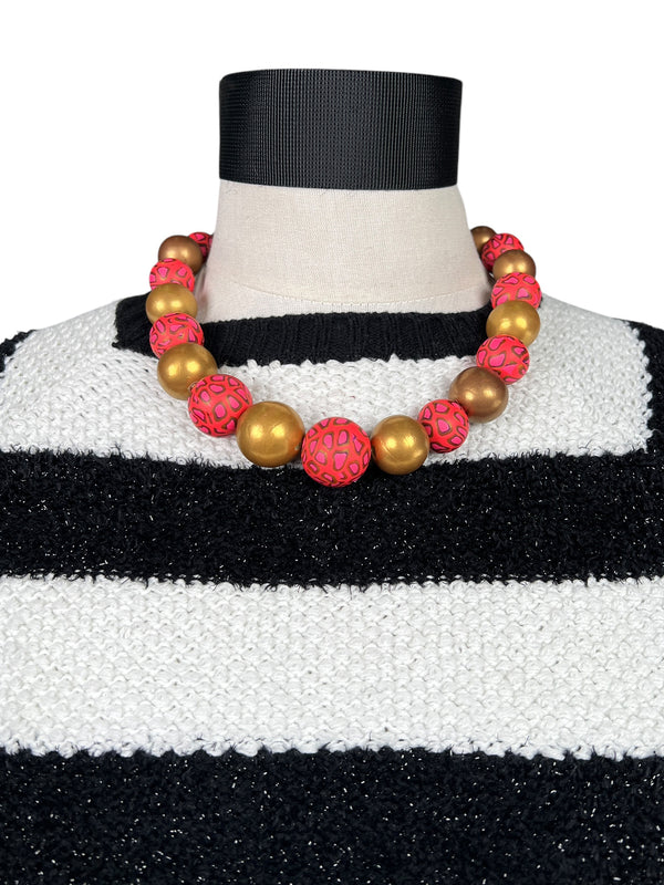 Collar Esferas Gold Animal Print