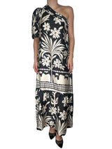 Vestido Un Hombro Flores