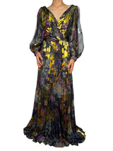 Vestido Plisado Detalles Dorados