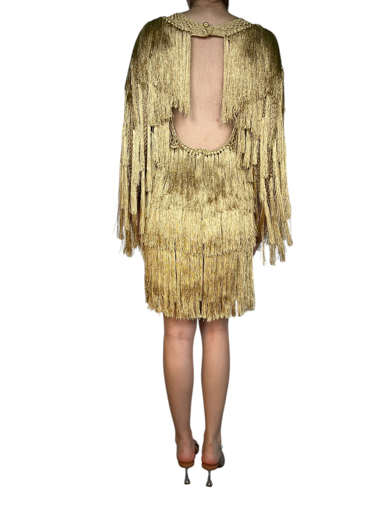 Vestido Tejido Con Flecos