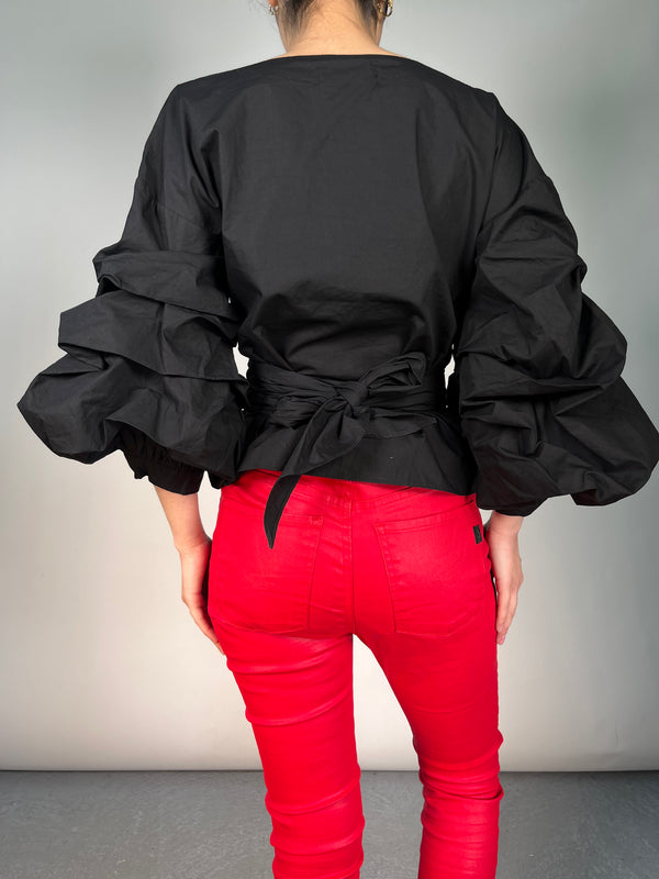 Blusa Wrap Mangas Globo