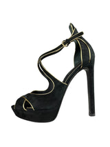 Tacones Alto Borde Dorado