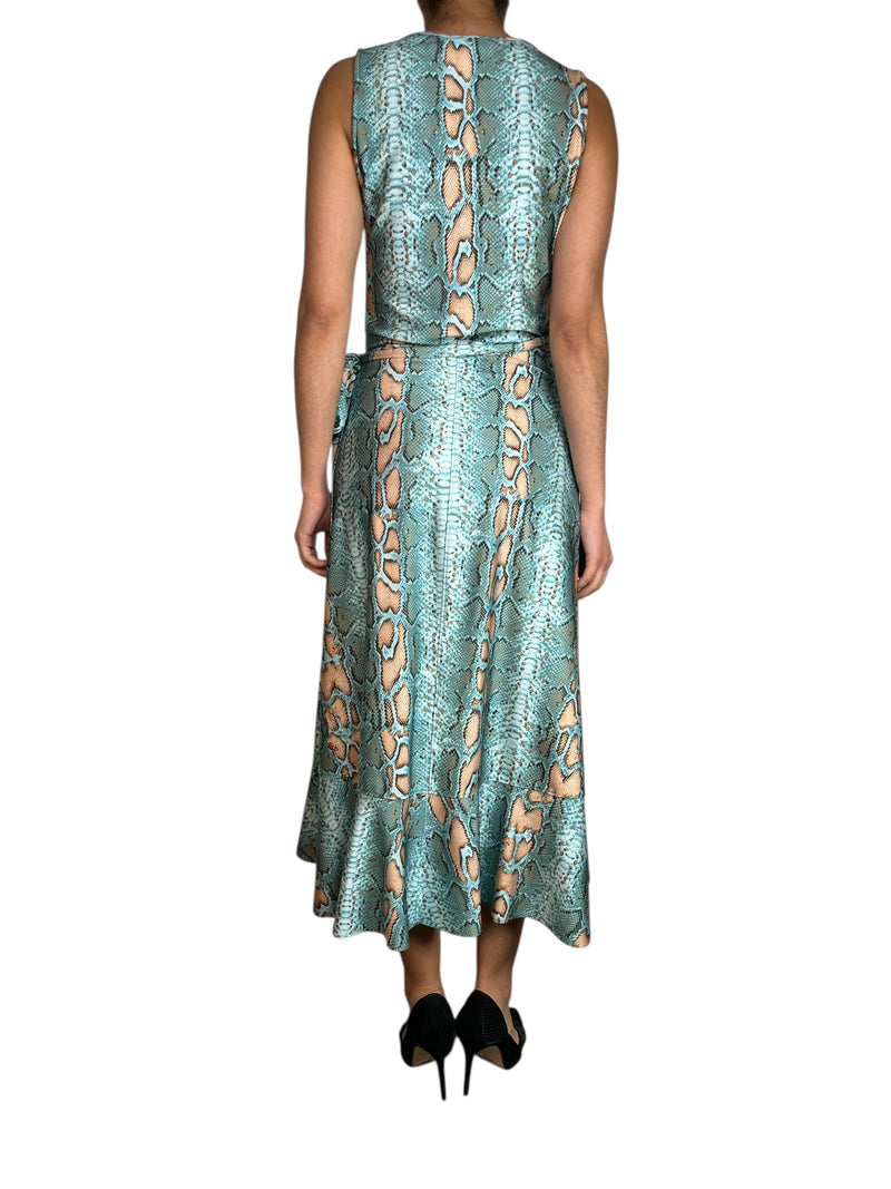 Vestido Wrap Snake Turquesa