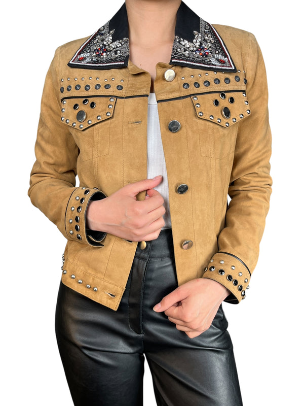 Chaqueta Cuero Bordada