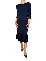 Vestido Navy Knit Belted