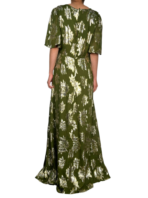 Vestido Viscosa Flores Metalizadas