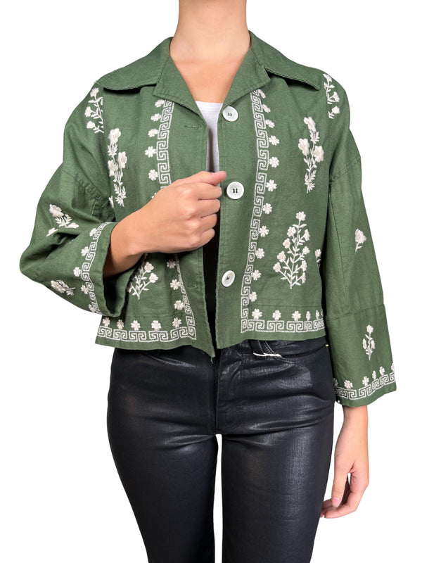 Chaqueta Verde Militar Bordada