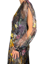 Vestido Plisado Detalles Dorados