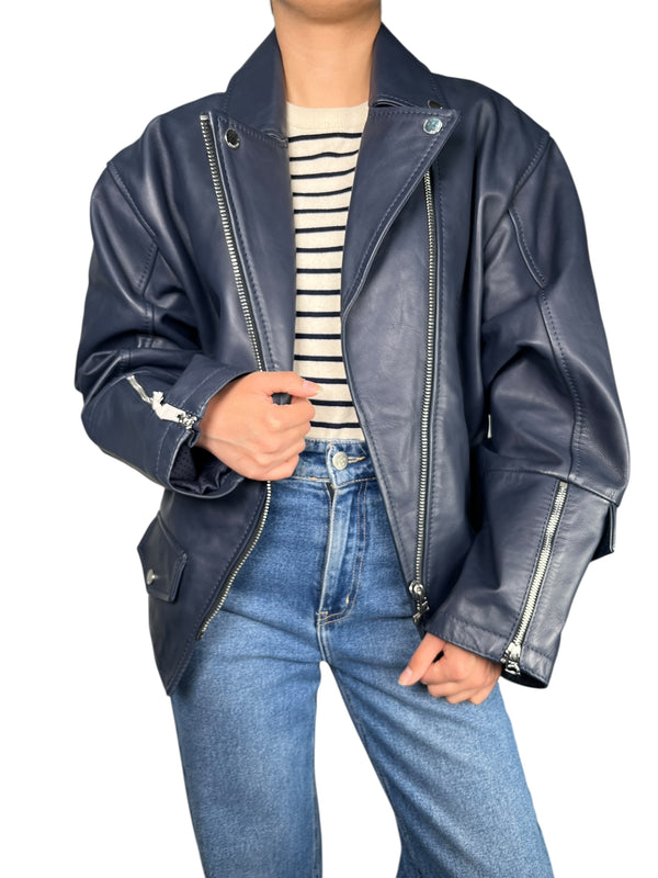 Chaqueta Cuero Azul