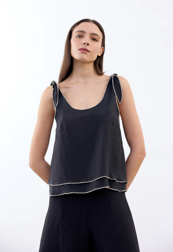 Top Doble Capa Reversible Seda