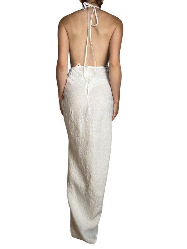  Athena Plunging Vestido Lino