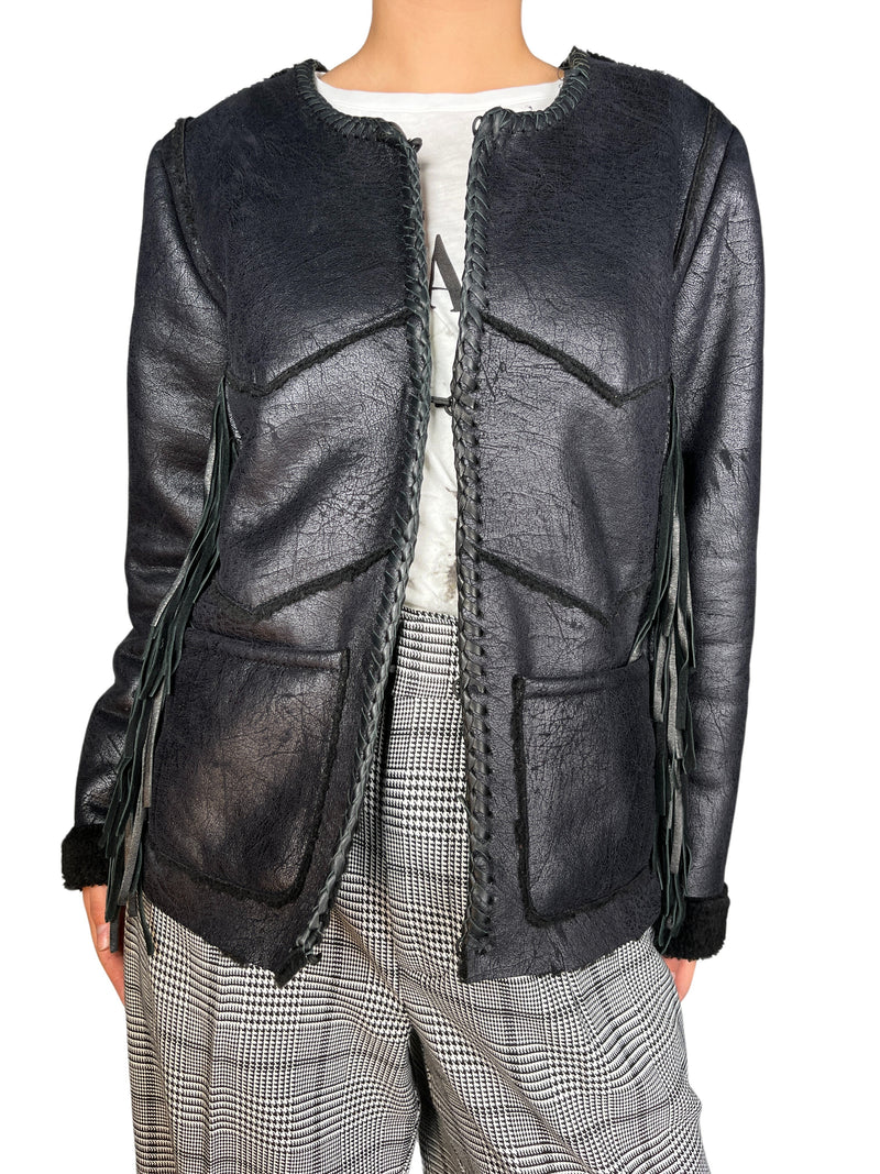Chaqueta Flecos Negra
