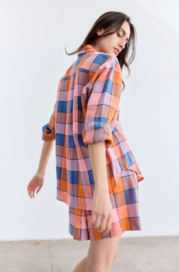 Blusa Cuadros Lino