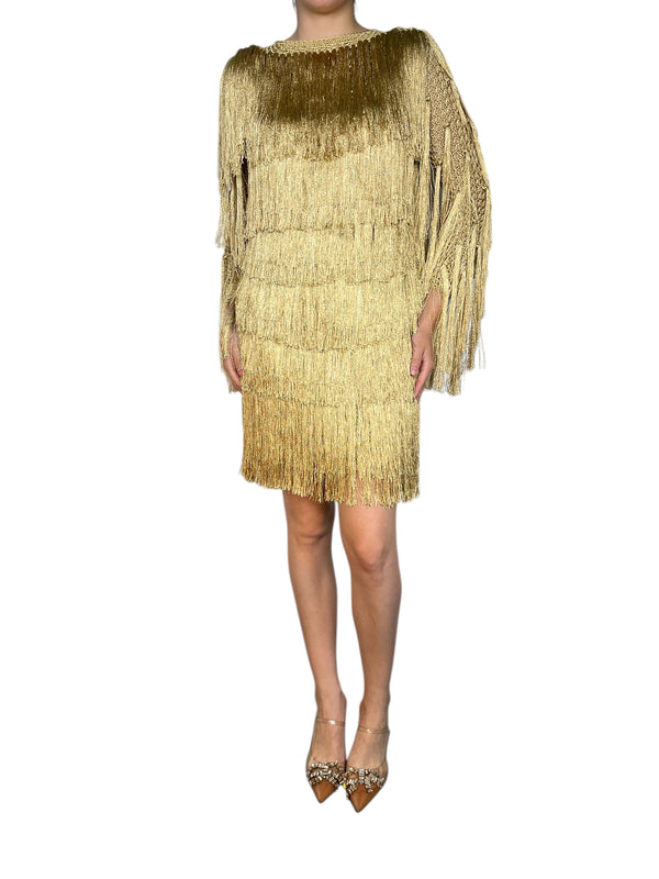 Vestido Tejido Con Flecos