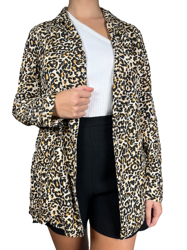 Blazer Viscosa y Lino Animal Print