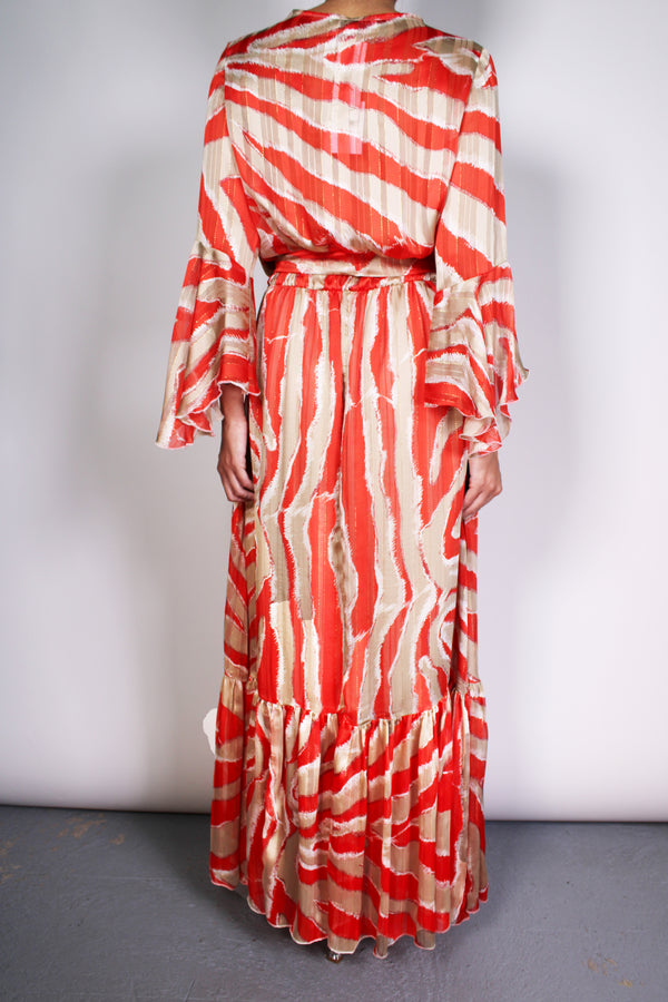 Vestido Estampado Fibras Metalizadas