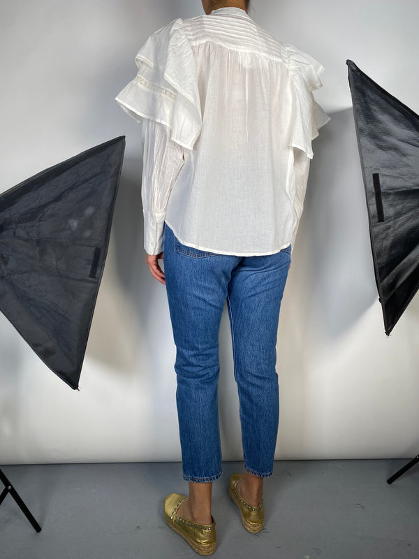 Blusa Blanca Tejido Broderie