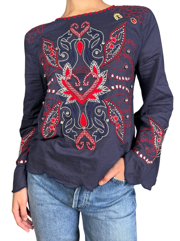 Blusa Navy Bordada