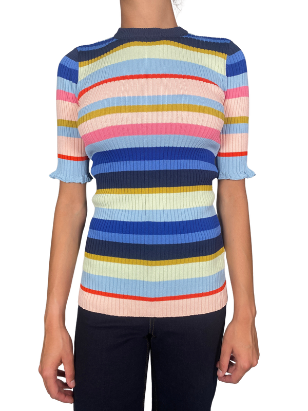 Polera Tejida Elasticada Multicolor