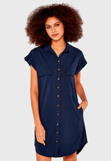 Vestido Apricot Azul - Calce Ajustado