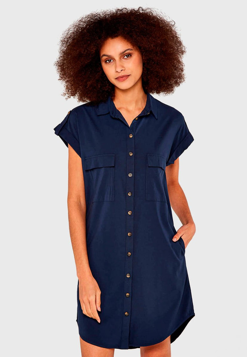 Vestido Apricot Azul - Calce Ajustado