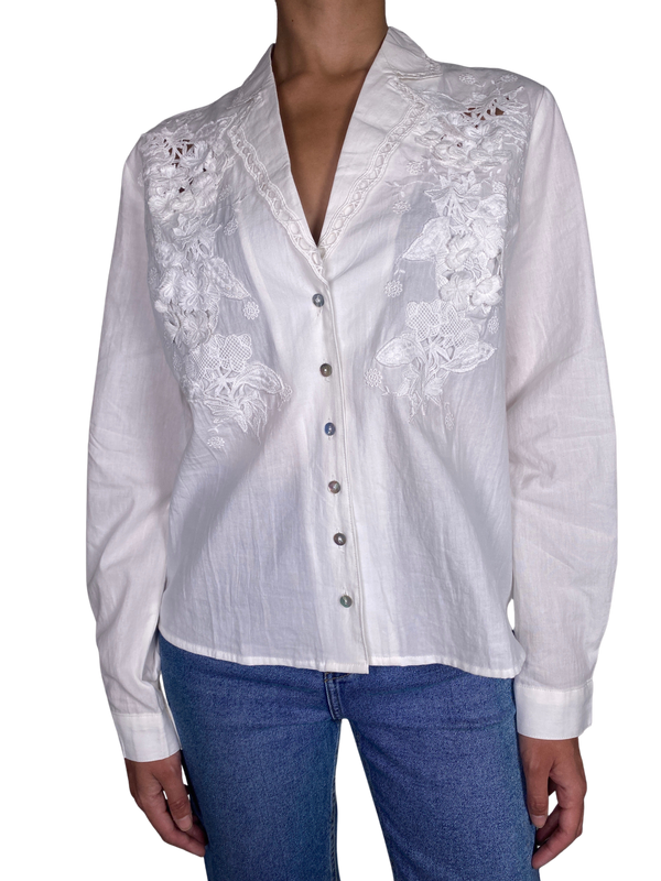 Blusa Blanca Bordada