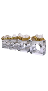 Set Servilleteros Blanco con Dorado