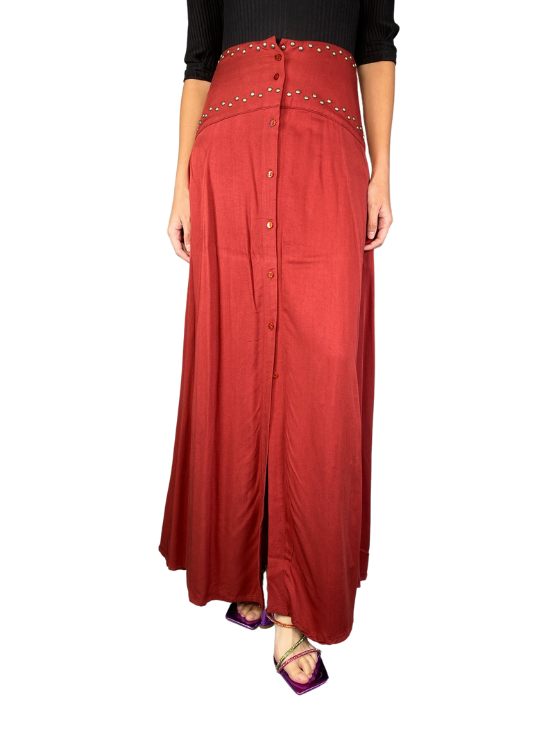 Falda Terracota Con Tachas