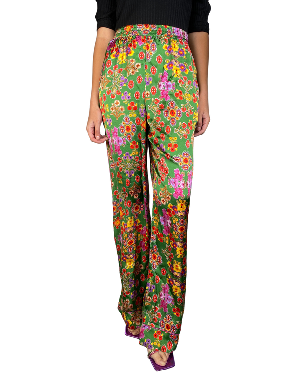 Pantalón Verde Estampado Multicolor