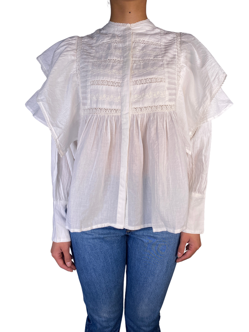 Blusa Blanca Tejido Broderie