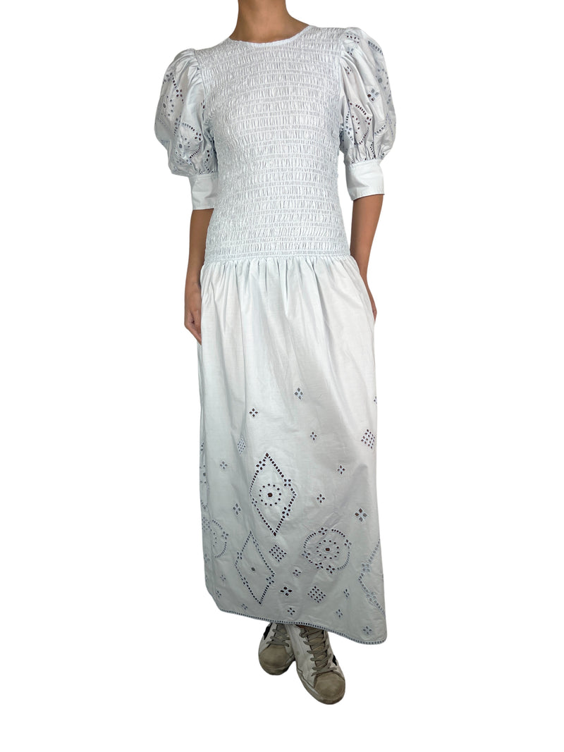 Vestido Celeste Fruncido