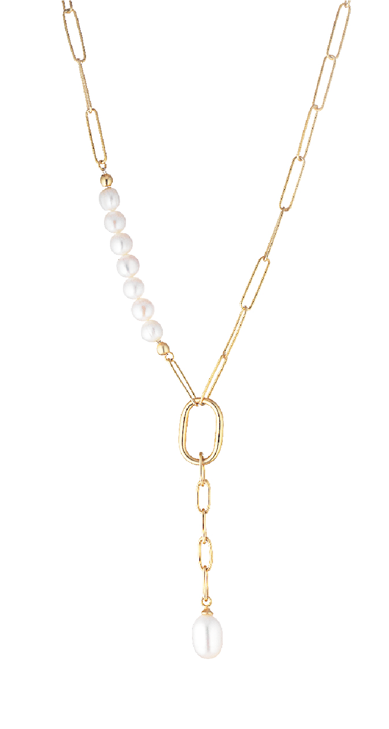 Collar Italiano Eslabones Y Perlas