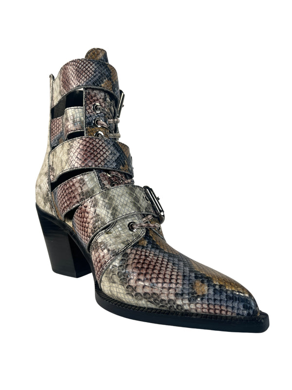 Botines Snake Cuero Efecto Desgaste