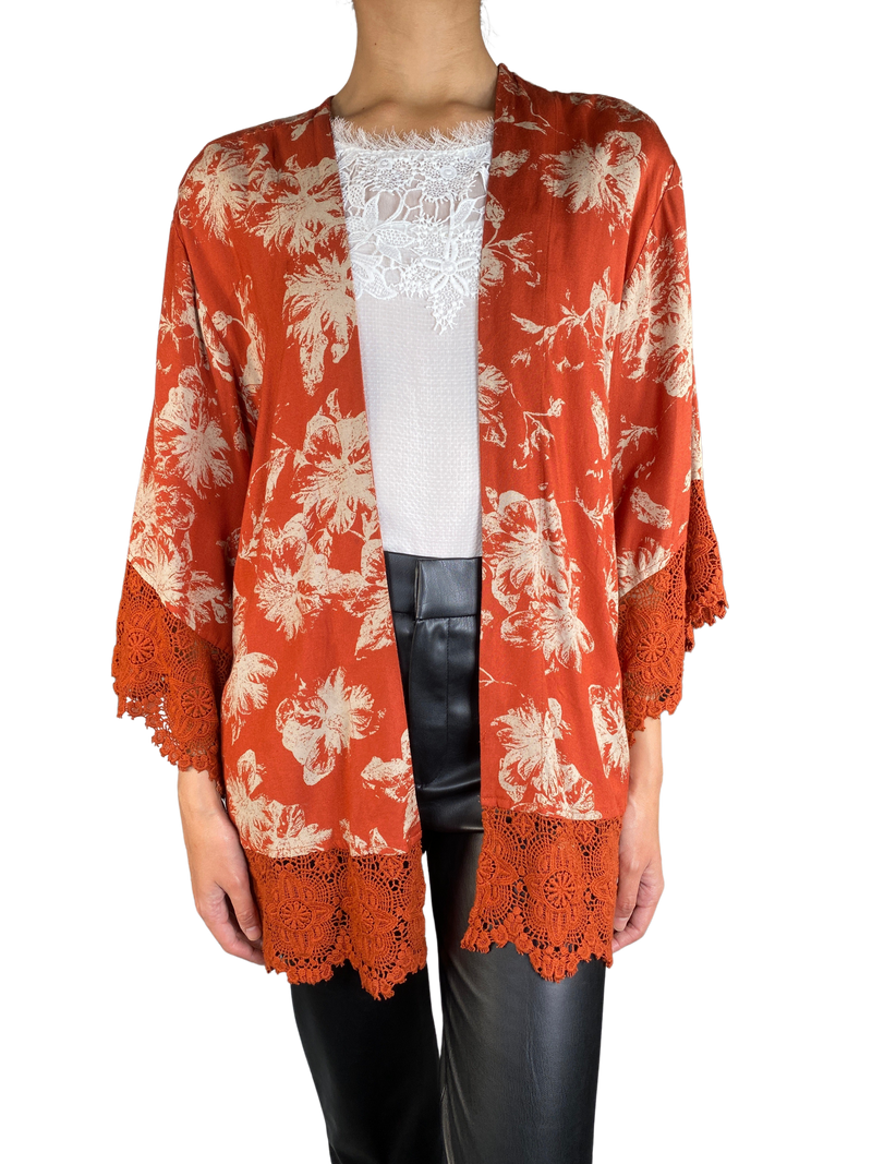 Kimono Terracota Estampado