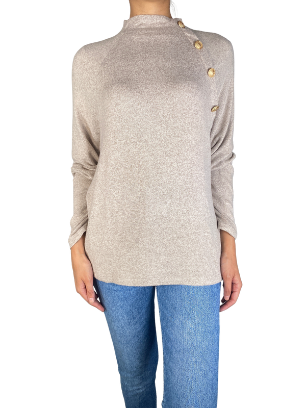 Sweater Beige Botones Dorados