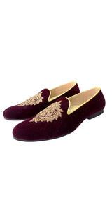Mocasines Burdeo y Dorado