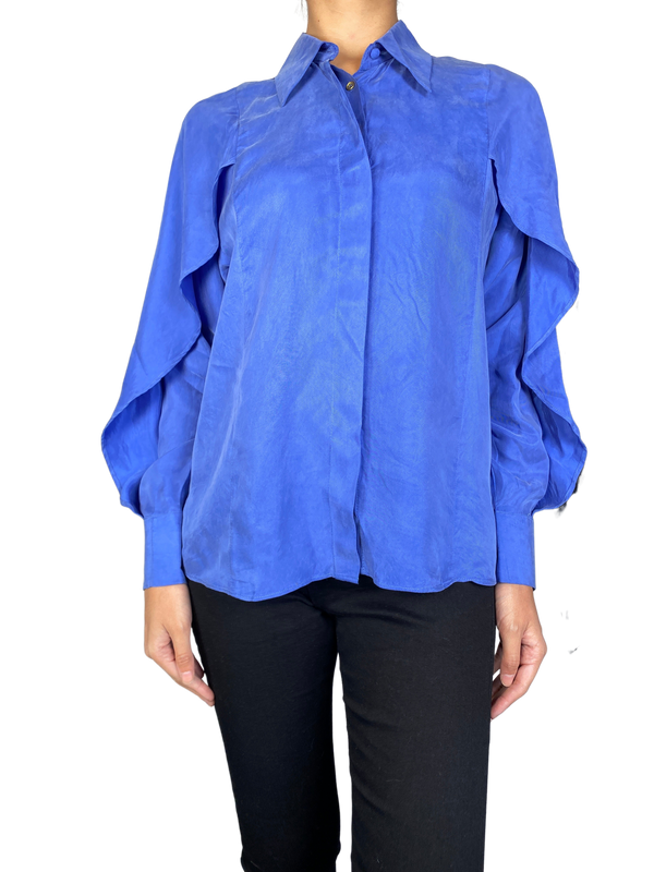Blusa Azul Vuelos Mangas
