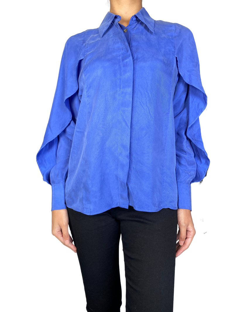 Blusa Azul Vuelos Mangas