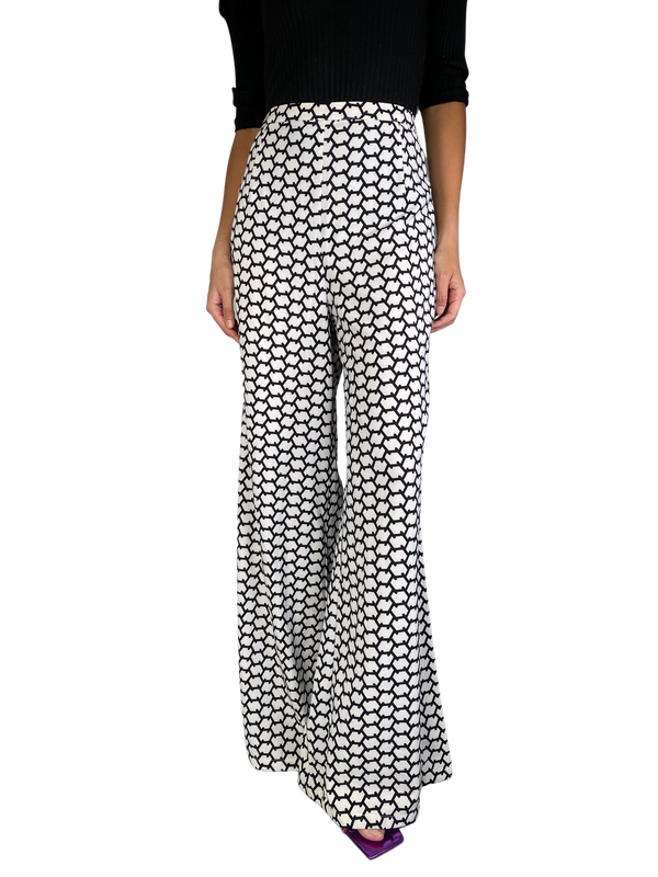 Pantalón Palazzo Blanco Y Negro
