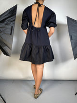 Vestido Negro Mangas Aglobadas
