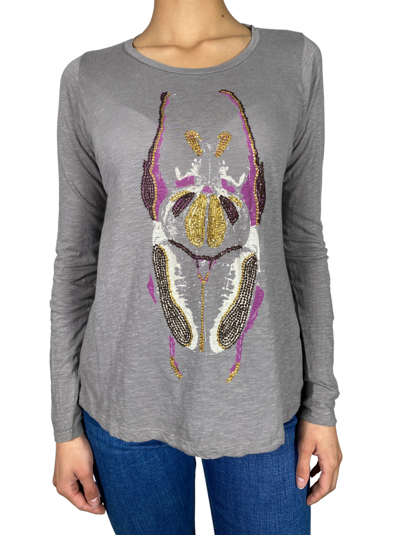 Polera Gris Lentejuelas