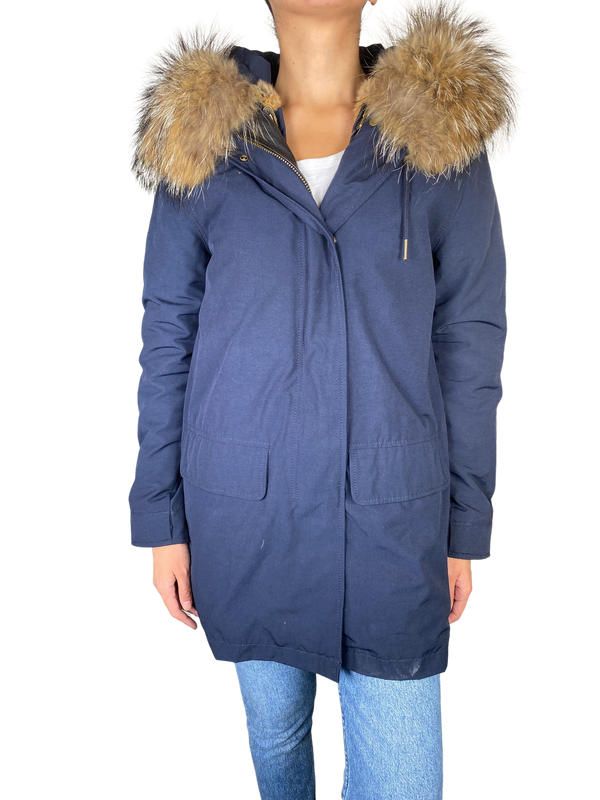 Chaqueta Azul Piel Capucha